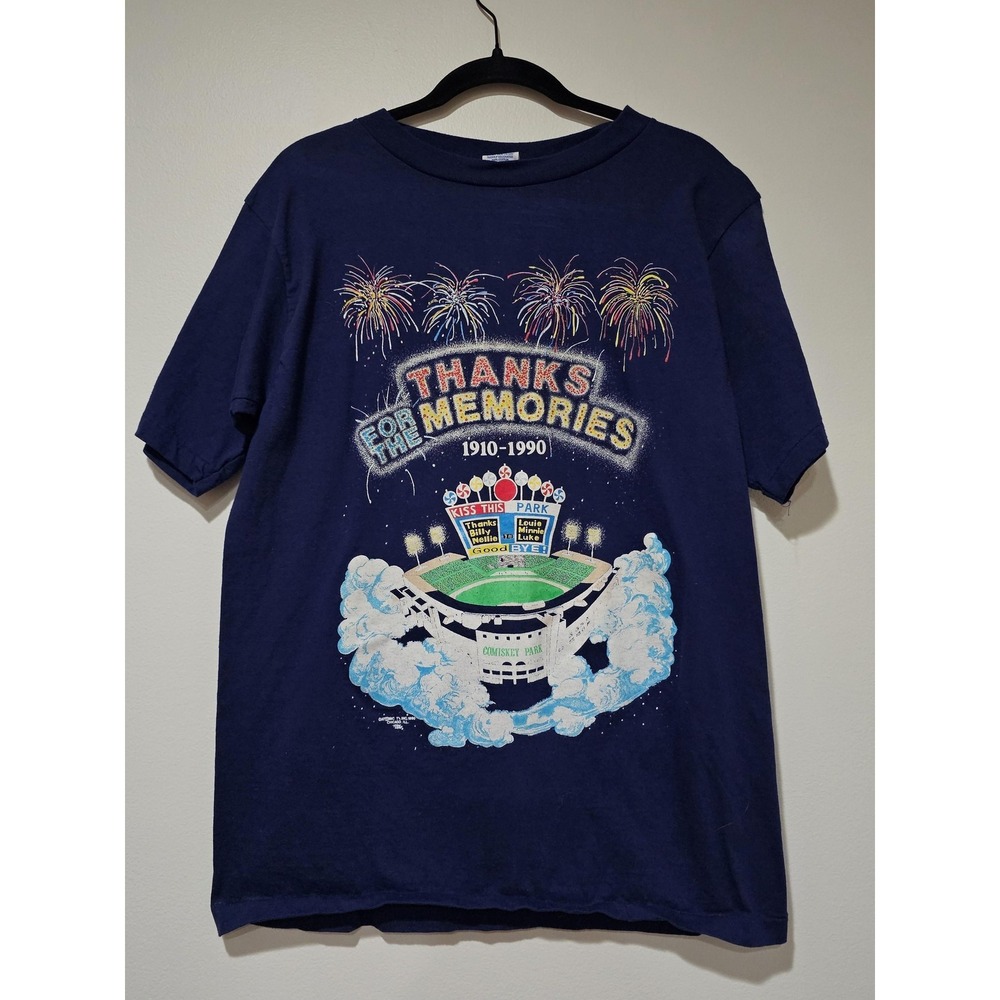 Vintage Chicago White Sox Shirt Mens Large Blue MLB Baseball Alore Comiskey 90s